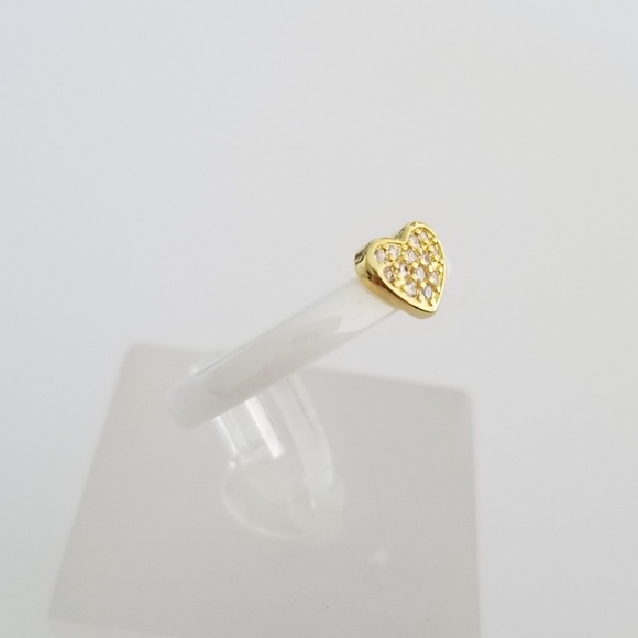 White Ceramic Heart Pave Solitaire - Picture 6 of 8